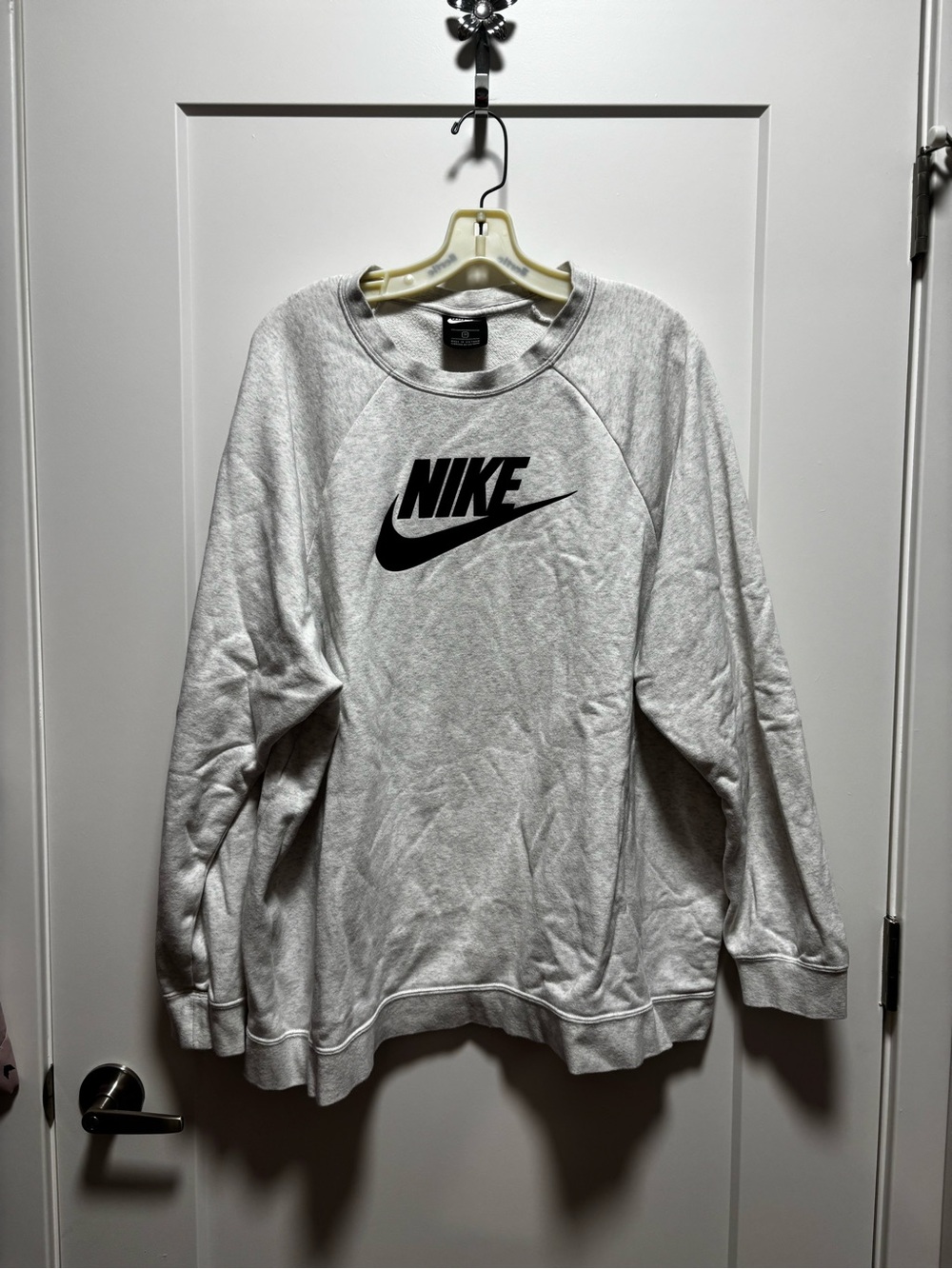 Nike Light Gray Crewneck Sweatshirt with Black Swoosh
